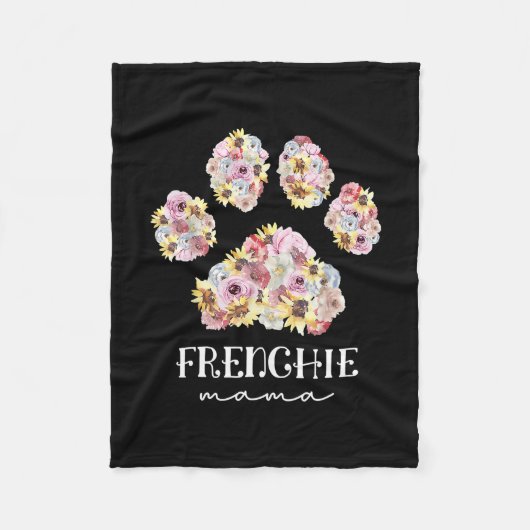 Mutter Art Frenchie Mama Floral Paw French Bulldog Fleecedecke (Vorderseite)