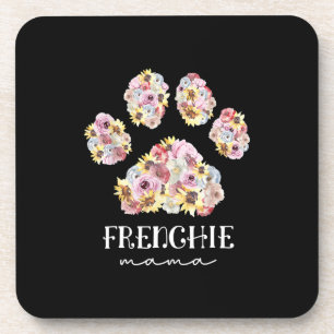 Mutter Art Frenchie Mama Floral Paw French Bulldog Getränkeuntersetzer