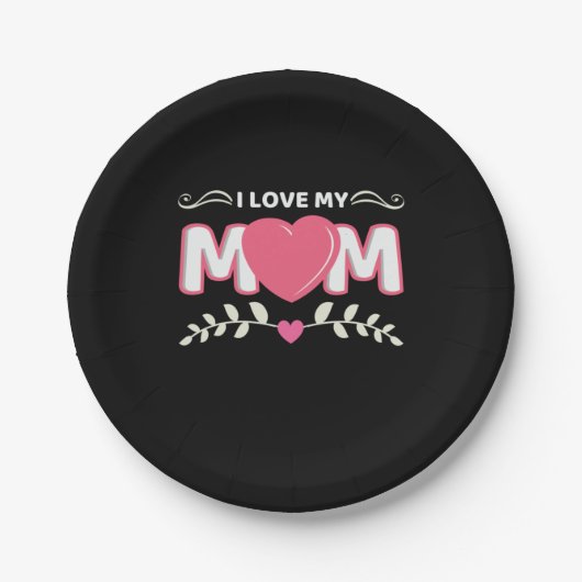Mutter Art I Liebe Meine Mama Pappteller (Vorderseite)