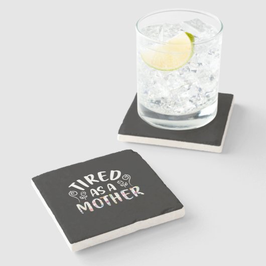 Mutter Art müde als Mutter Steinuntersetzer (Seitenansicht)