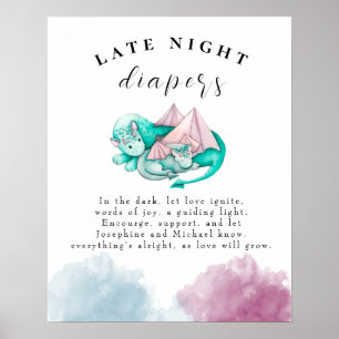Mutter Baby Dragon Baby Dusche Spate Night Diapers Poster