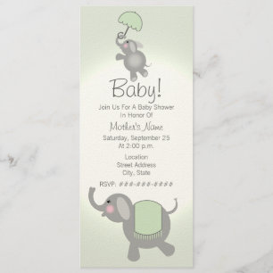 Mutter & Baby Elephant Green Baby Dusche einladen Einladung