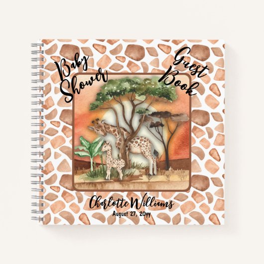 Mutter| Baby Giraffe Safari Baby Showroom Gästebuc Notizblock (Vorderseite)