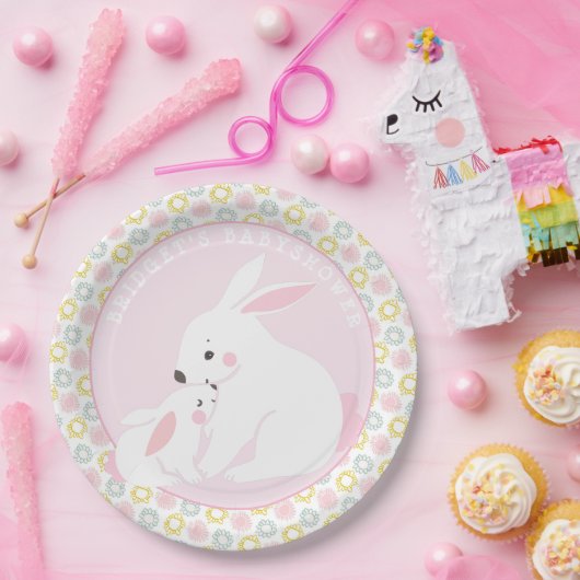 Mutter & Baby Girl Bunny Baby Duschpapier Teller (Party)