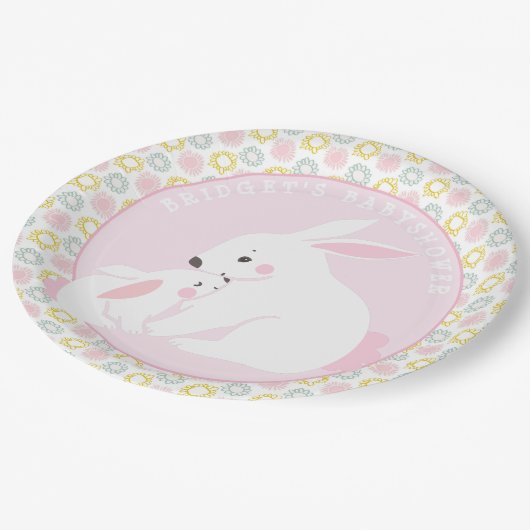 Mutter & Baby Girl Bunny Baby Duschpapier Teller (Schrägansicht)