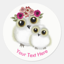 Mutter Baby Niedlich Owl Pink Personalisiert Runder Aufkleber