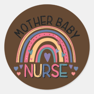 Mutter Baby Nurse Rainbow Postpartum Nurse Runder Aufkleber