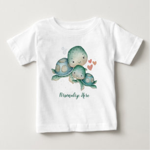 Mutter Baby Sea Turtles Ocean Life Personalisiert Baby T-shirt
