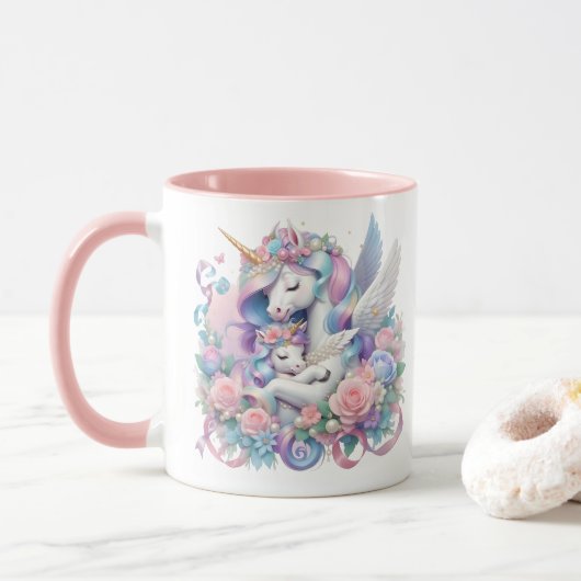 Mutter & Baby Unicorn Tasse (Mit Donut)