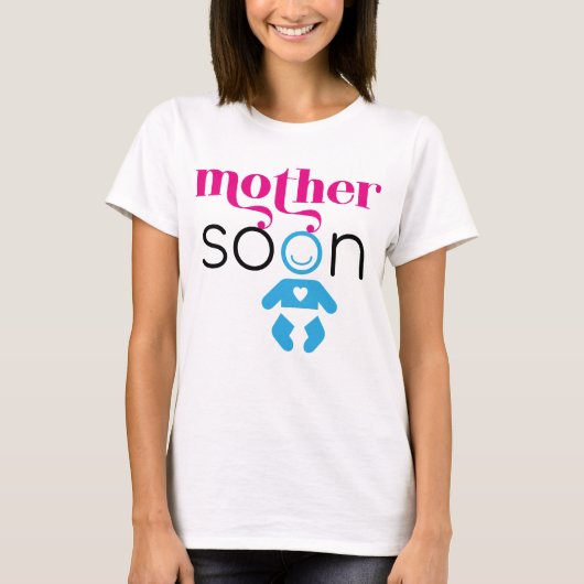 Mutter bald Future Baby Boy Pink Blue Black Funny T-Shirt (Vorderseite)