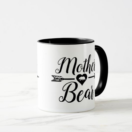 Mutter Bärenhalle mit Herz, schwarz Tasse (VorderseiteRechts)