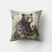 Mutter Bärenjungen Butterflies Blume Malen Kissen (Rückseite)