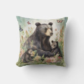 Mutter Bärenjungen Butterflies Blume Malen Kissen (Vorderseite)