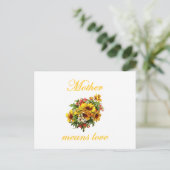 Mutter bedeutet Liebe Postkarte (Stehend Vorderseite)