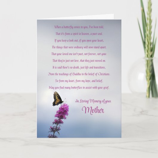 Mutter Beileid Beileid mit Schmetterling Karte (Vorderseite)