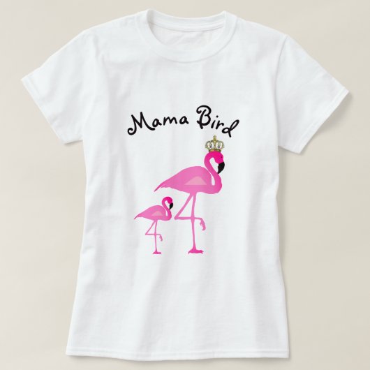 Mutter Bird Flamingo T-Shirt mit einem Baby (Design vorne)