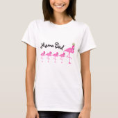 Mutter Bird Flamingo T-Shirt mit vier Babys (Vorderseite)