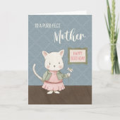 Mutter Birthday Kitty in einer Dress Holding-Blume Karte (Vorderseite)