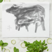 Mutter Buffalo und ihr Sack Chinesisch Ox Year KT Geschirrtuch (Gefaltet)