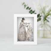 Mutter bürstet ihrer Tochter das Haar Postkarte (Stehend Vorderseite)