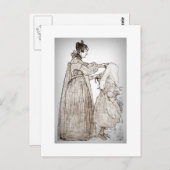 Mutter bürstet ihrer Tochter das Haar Postkarte (Vorne/Hinten)