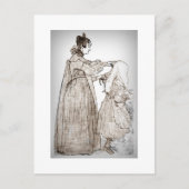 Mutter bürstet ihrer Tochter das Haar Postkarte (Vorderseite)