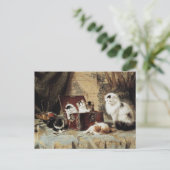 Mutter Cat Kittens Henriëtte Ronner Knip Postkarte (Stehend Vorderseite)