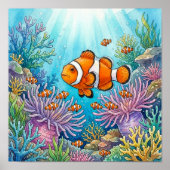 Mutter Clownfisch und Brutstube Poster (Vorne)