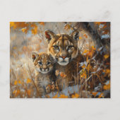 Mutter Cougar und ihre Kitten Postkarte (Vorderseite)