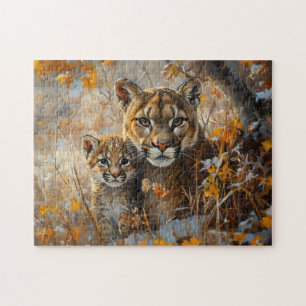 Mutter Cougar und ihre Kitten Puzzle