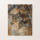 Mutter Cougar und ihre Kitten Puzzle (Vertikal)