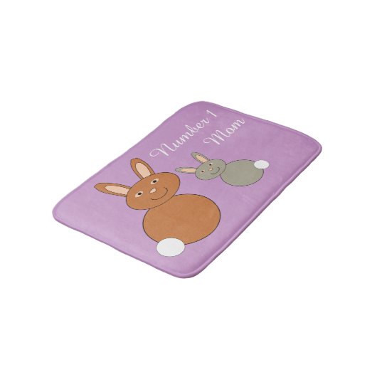 Mütter Day Bunnies Personalisiert Bath Mat Badematte (Schrägansicht)