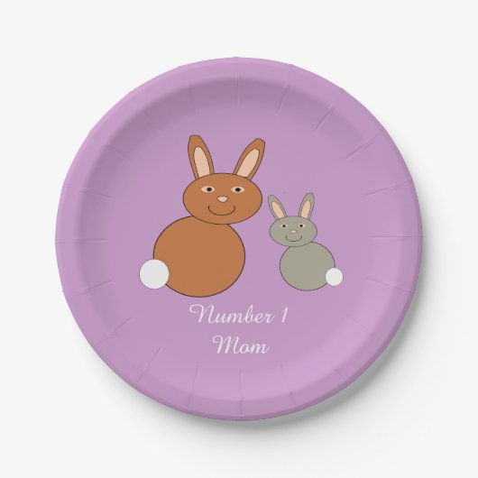 Mütter Day Bunnies Personalisiert Paper Teller (Vorderseite)