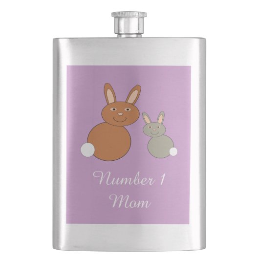 Mütter Day Bunnies Personalisierte Flaschen Flachmann (Vorderseite)