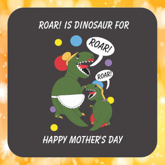 Mütter Day Dinosaur Funny from Daughter Quadratischer Aufkleber