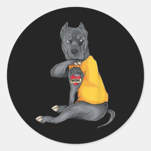 Mütter Day Funny Dog Pitbull I Liebe Mama Tattoo G Runder Aufkleber