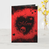 Mütter Day Goth Red Black mit Skulls, Herz Karte (Gelbe Blume)