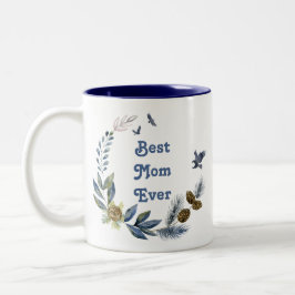 Mütter Day Hübsch Blue Floral Bird Foto Zweifarbige Tasse