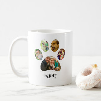 Mütter Day Hund Mama | 5 Paw Print Foto Collage Kaffeetasse
