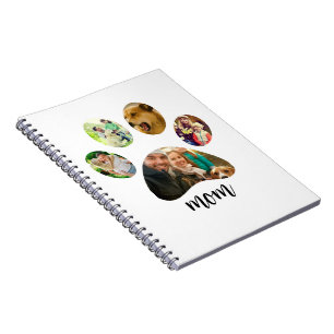 Mütter Day Hund Mama   5 Paw Print Foto Collage Notizblock