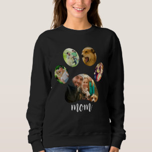 Mütter Day Hund Mama   5 Paw Print Foto Collage Sweatshirt