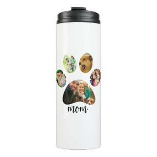 Mütter Day Hund Mama   5 Paw Print Foto Collage Thermosbecher
