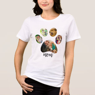 Mütter Day Hund Mama   5 Paw Print Foto Collage Tri-Blend Shirt