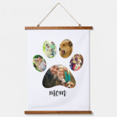 Mütter Day Hund Mama | 5 Paw Print Foto Collage Wandteppich Mit Holzrahmen (Vorderseite)