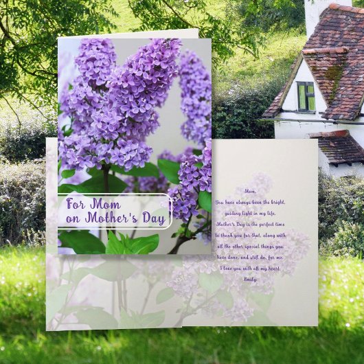 Mütter Day Lila Lilacs Message Grußkarte Einladung