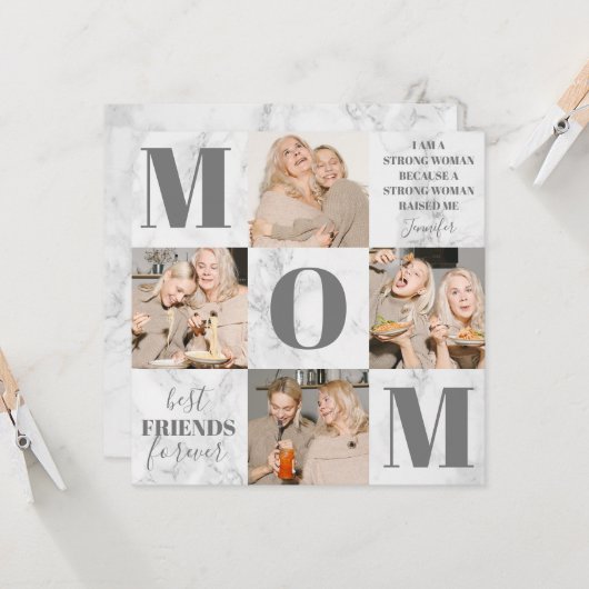 Mütter Day Marble Foto Collage Karte (Vorderseite/Rückseite Beispiel)