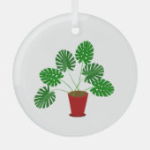Mütter Day Monstera Pflanze Ornament Aus Glas (Vorderseite)