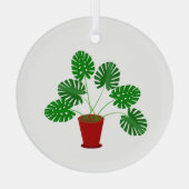 Mütter Day Monstera Pflanze Ornament Aus Glas (Rückseite)