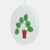 Mütter Day Monstera Pflanze Ornament Aus Glas (Vorderseite links)