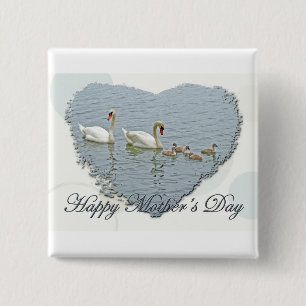 Mutter Day Mute Swan Familie Button
